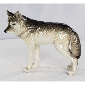 Northern Rose Grey Wolf Standing Miniature Figurine